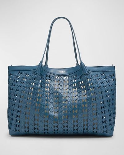 Serapian Secret Mosaic Cutout Leather Tote Bag - Blue