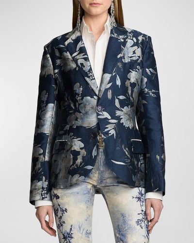 Ralph Lauren Collection Parker Floral Jacquard Jacket - Blue