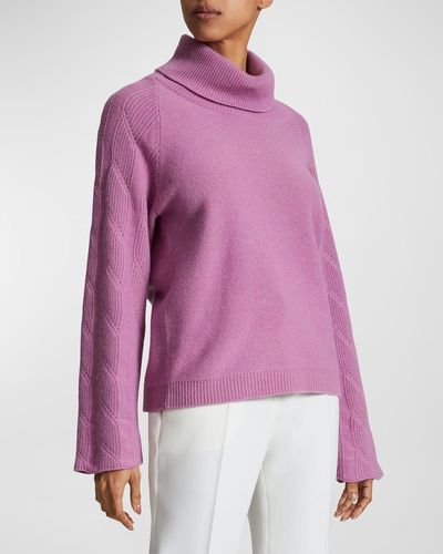 Santorelli Dana Raglan-Sleeve Turtleneck Sweater - Purple