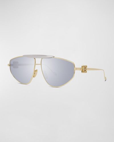 Loewe Anagram Metal Alloy Aviator Sunglasses - White