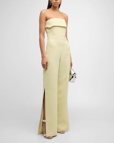 Alexis Kaye Strapless Foldover Straight-Leg Jumpsuit - Natural