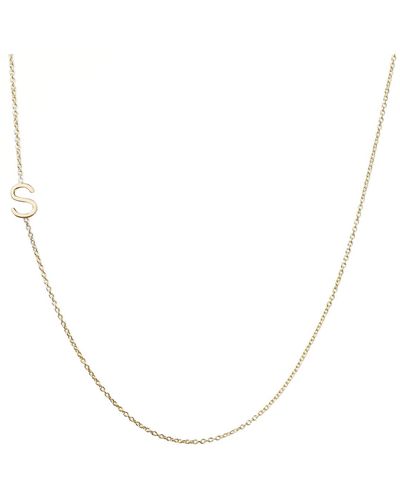 Maya Brenner 14K Mini Letter Necklace - White