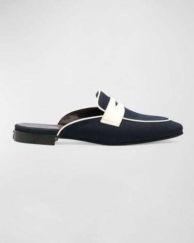 Bougeotte Bicolor Penny Loafer Mules - Blue