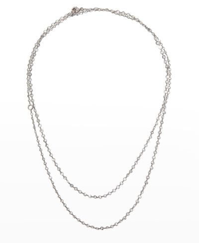 64 Facets Platinum Diamond-strand Necklace, 48"l - White