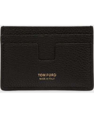 Tom Ford Leather T-line Classic Card Holder - Black
