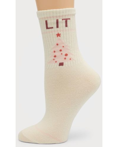 Pj Salvage Lets Get Lit Holiday Socks - Natural