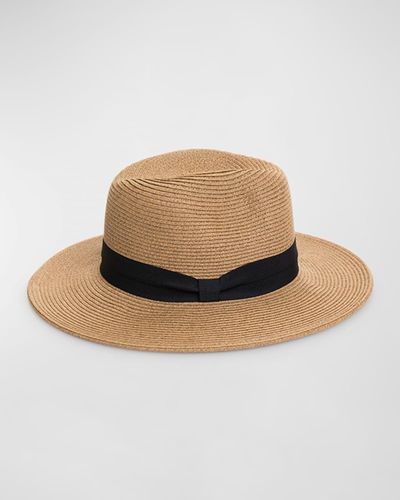 Pia Rossini Tobago Straw Fedora With Bow Band - Natural