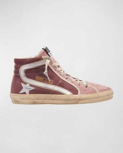 Golden Goose Slide Mid-top Suede Sneakers - Pink
