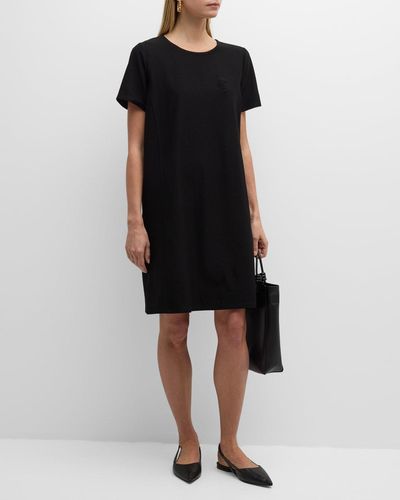 Eileen Fisher Scoop-Neck Stretch Crepe Midi T-Shirt Dress - Black