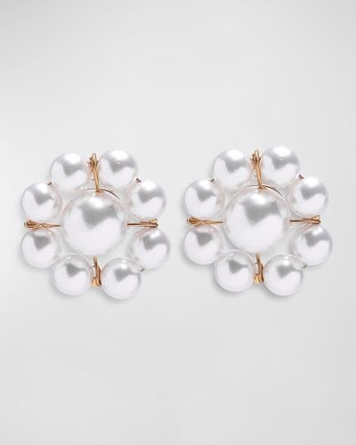 Carolina Herrera Pearly Flower Earrings - Metallic