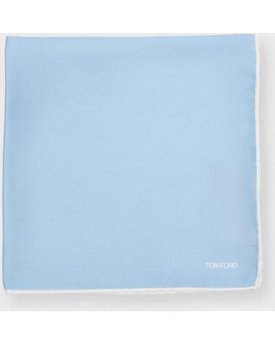 Tom Ford Micro-Logo Silk Pocket Square - Blue