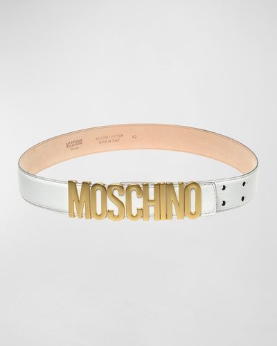 Moschino Leather Logo-buckle Belt - White