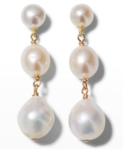 Margo Morrison Triple Pearl Post Earrings - White