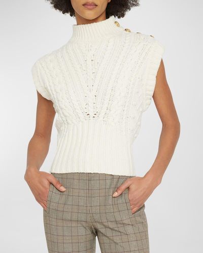 Veronica Beard Holton Cable-Knit Vest - White