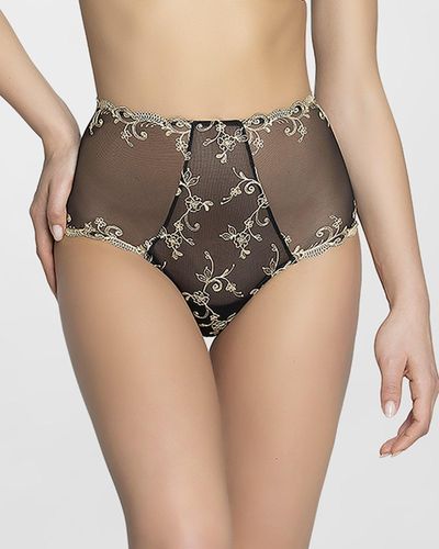 Lise Charmel Retro Floral-Embroidered High-Rise Briefs - Brown