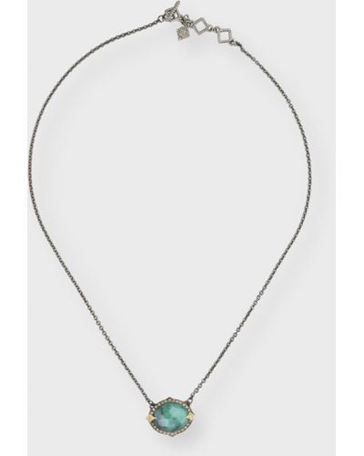 Armenta Classic Oval Emerald Triplet Necklace - Metallic