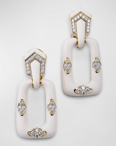 David Webb 18K And Platinum Enamel Diamond Convertible Earrings - White