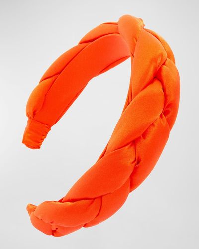 L. Erickson Silk Charmeuse Braided Headband - Orange