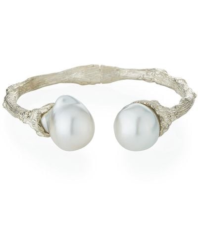 K Brunini Twig Diamond & 14mm Pearl Cuff - White