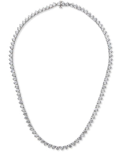Fantasia by Deserio 0.25 Carats Per Station Three-Prong Cz Tennis Necklace - Metallic