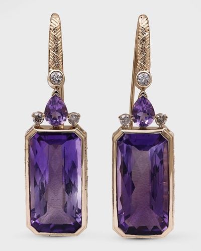 Stephen Dweck Amethyst & Diamond Drop Earrings - Purple