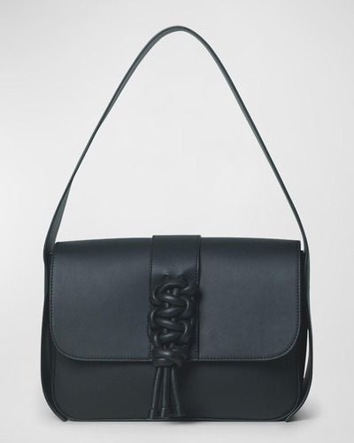 Callista Braided Leather Shoulder Bag - Black