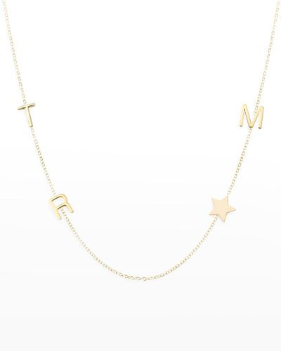 Maya Brenner Personalized Mini Three-Letter & Star Pendant Necklace - Natural