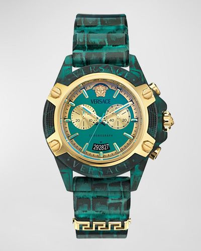 Versace Icon Active Silicone-Strap Chronograph Watch, 44Mm - Green