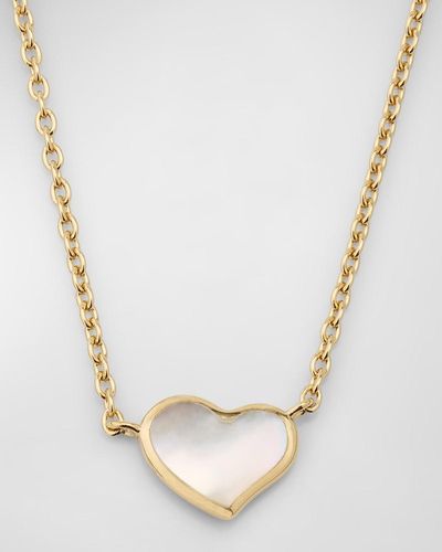 Jan Leslie Single Heart Pendant Necklace - White