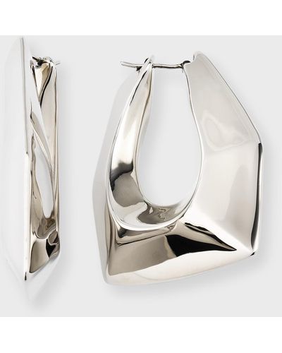 Alexander McQueen Modernist Hoop Earrings, Silver - White