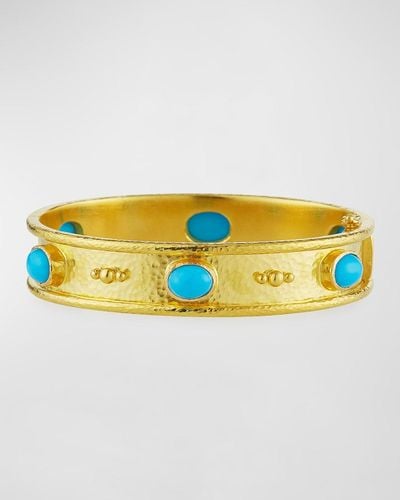 Elizabeth Locke 19k Gold Turquoise Cabochon Bangle - Multicolor