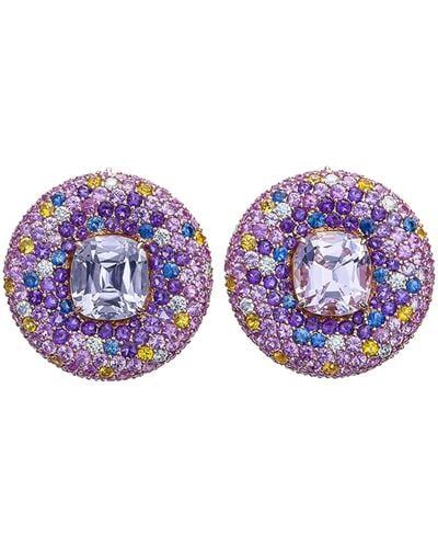 Margot McKinney Jewelry 18k Kunzite Button Earrings - Blue