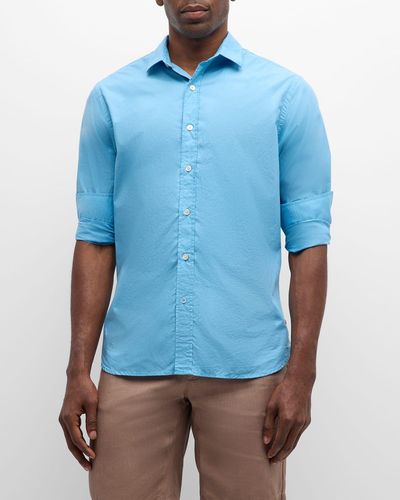 Swims Malfa Garment-Dyed Casual Button-Down Shirt - Blue
