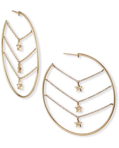 Kastel Jewelry Siren 3-star Dangle Hoop Earrings - Metallic