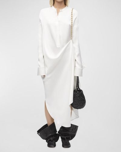 Loewe Silk Long Shirtdress With Chain Drape Detail - White