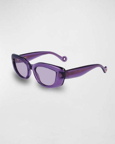 Lanvin Daisy Chunky Rectangle Sunglasses - Purple