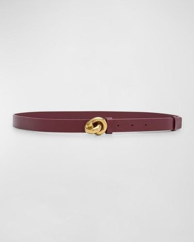 Bottega Veneta Brass Knot Skinny Leather Belt - Purple