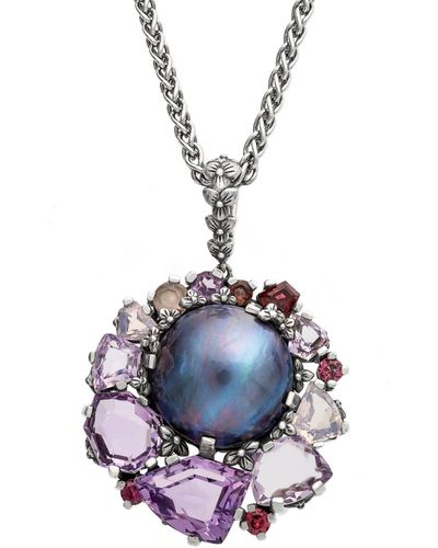 Stephen Dweck Natural Peacock Pearl Multi-Gemstone Pendant Necklace - White
