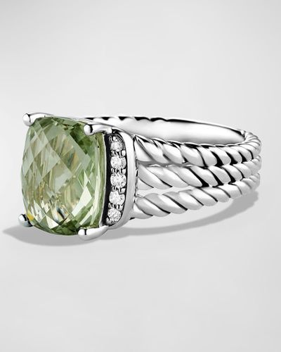David Yurman Petite Wheaton Ring With Prasiolite And Diamonds - Metallic