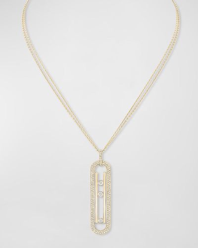 Messika Move 10th Anniversary 18k Yellow Gold Long Necklace - White
