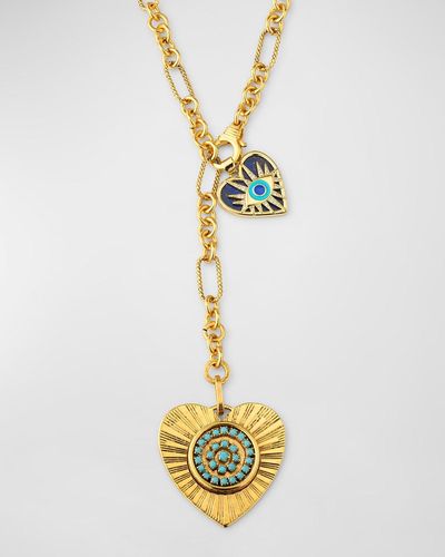 Elizabeth Cole Corazana Heart & Evil Eye Pendant Necklace - Metallic