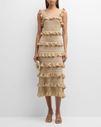 Zimmermann Matchmaker Ruffle Knit Midi Dress - Natural
