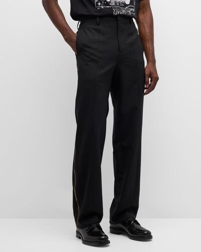 Helmut Lang Stretch Twill Pants With Logo Taping - Black