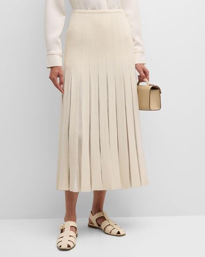 Gabriela Hearst Del Pleated Wool Maxi Skirt - Natural