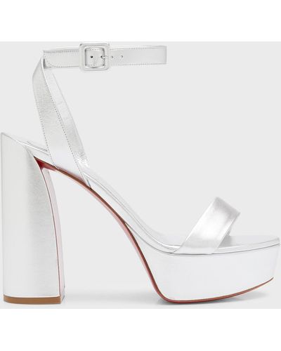 Christian Louboutin Movida Sabina Metallic Sole Platform Sandals - White