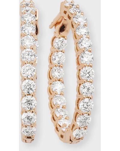 Neiman Marcus Large Diamond Hoop Earrings In 18k Rose Gold - White