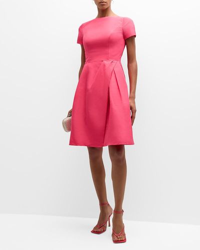 Carolina Herrera Icon Bateau Neck Short-Sleeve Dress - Pink