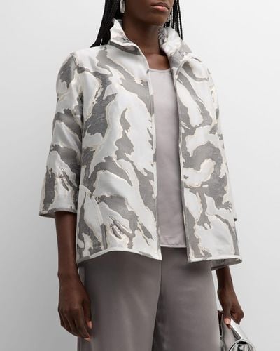 Caroline Rose Glam Getaway Metallic Devore Jacket - Gray