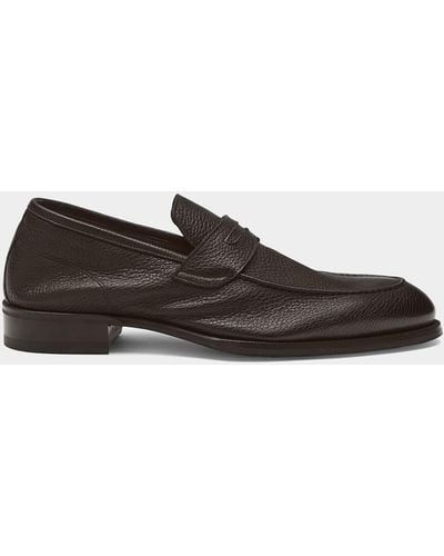 Di Bianco Brera Leather Penny Loafers - Brown