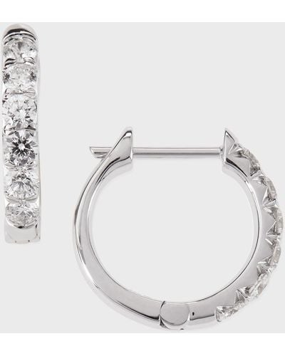 Jude Frances Jude 18k White Gold Huggie Hoop Earrings With Diamonds, 14mm - Metallic